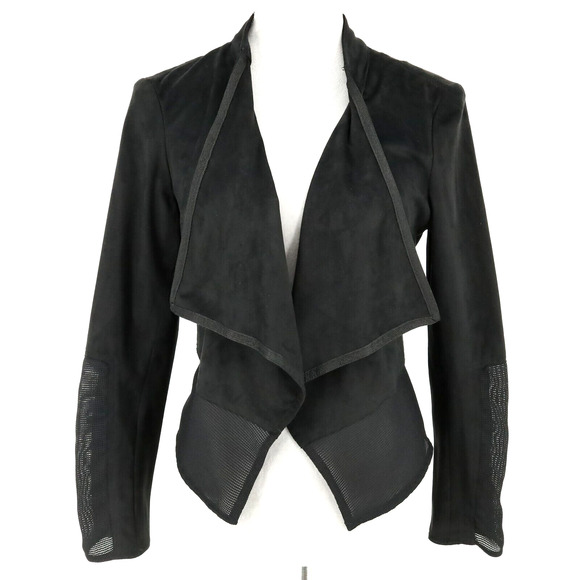 Jones New York Jackets & Blazers - JNY Jacket Womens 10 Black Faux Suede Wide Lapels Mesh Trim Jones New York